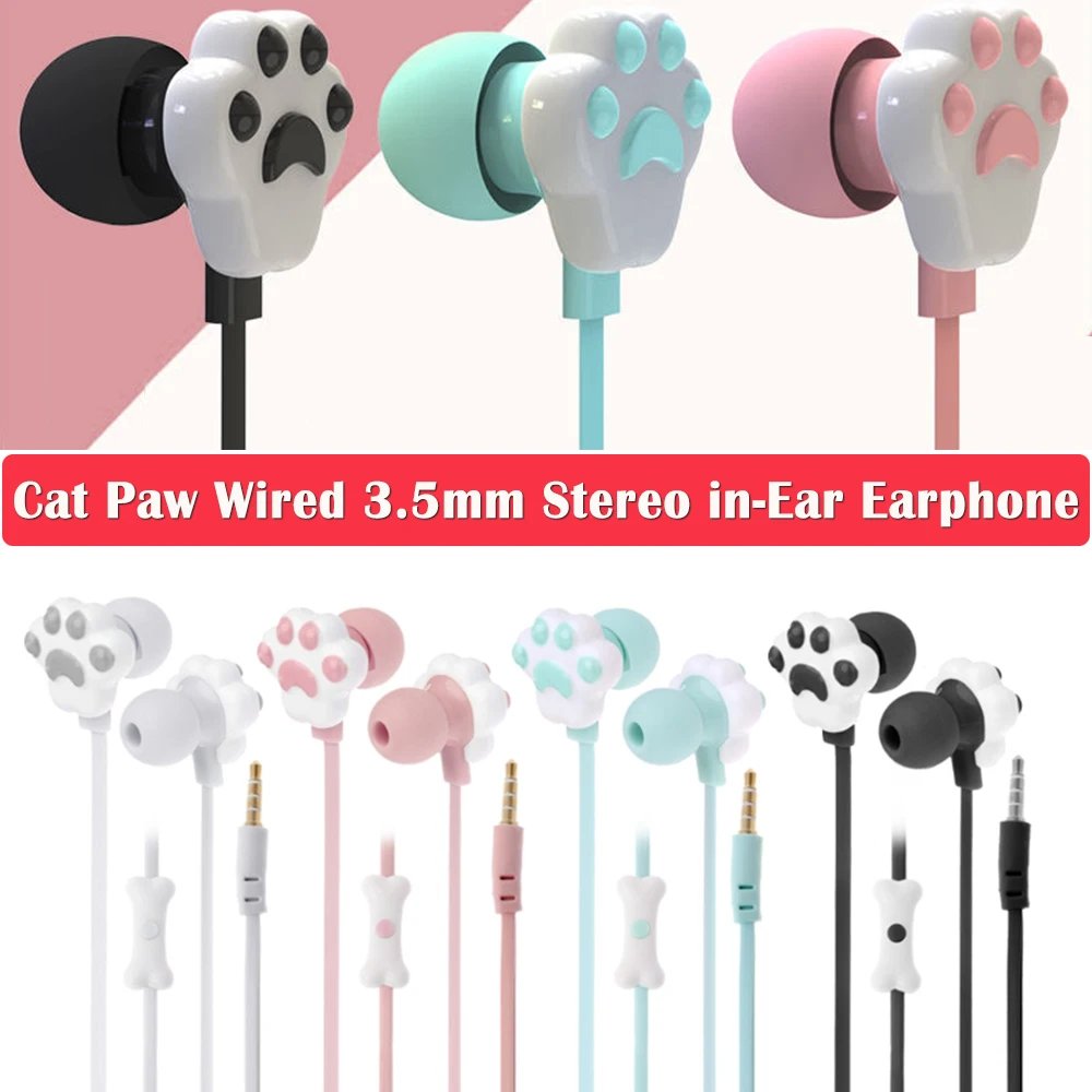 Auriculares Estéreo com Tema de Patinha de Gato