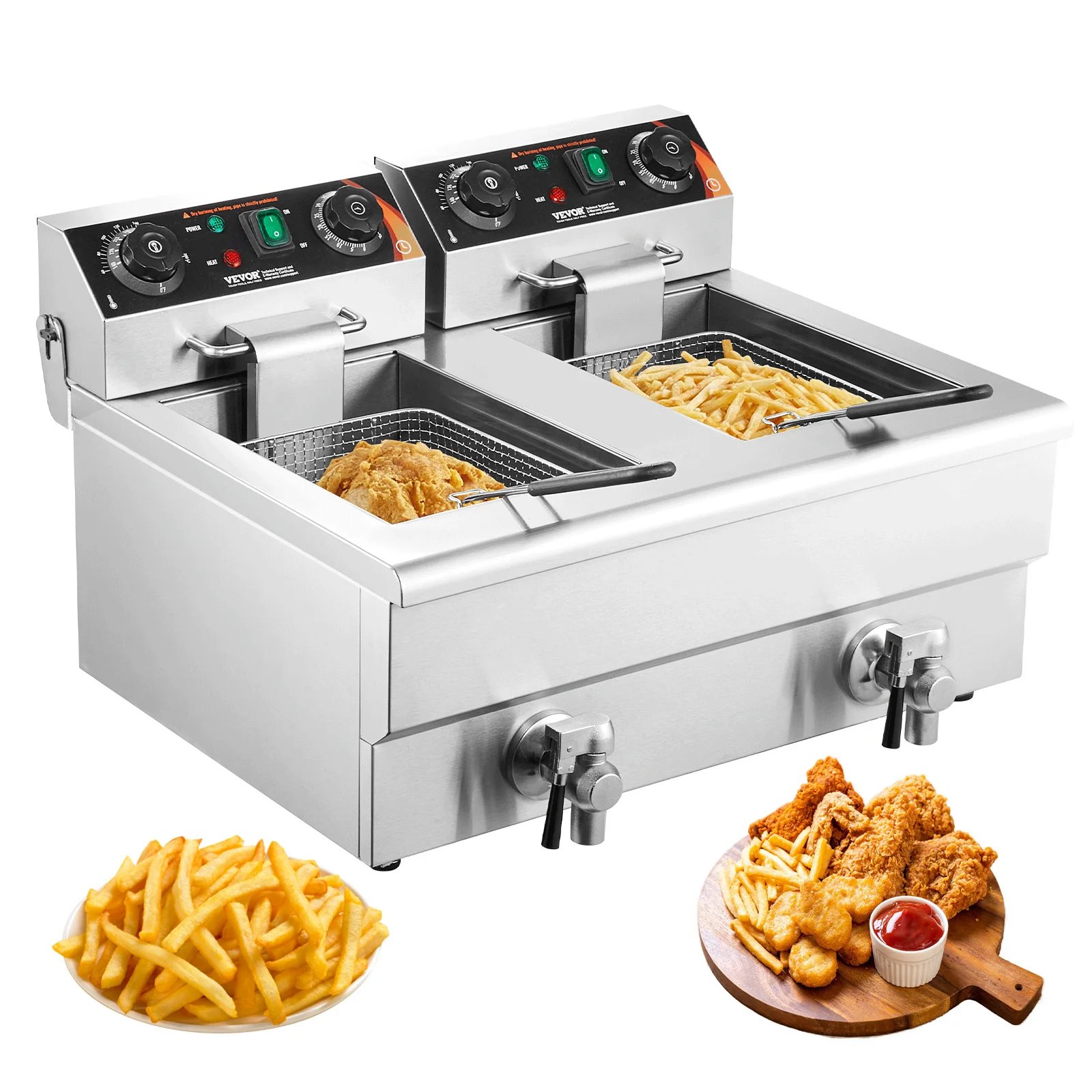 Fritadeira elétrica SucceBuy 12L com tanques removíveis duplos Fritadeira comercial de bancada para frango, batatas fritas, batatas fritas