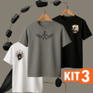 KIT 3 Camisas Masculinas 100% Algodão