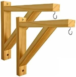 Kit com 2 Suportes Para Pendurar Vaso De Planta Na Parede Gancho-Mão francesa de Madeira Pinus