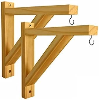 Kit com 2 Suportes Para Pendurar Vaso De Planta Na Parede Gancho-Mão francesa de Madeira Pinus