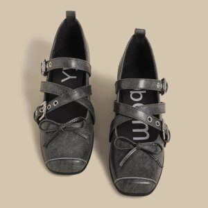 Sapatos Femininos Primavera com Fivela Decorativa