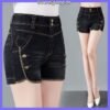 Short Feminino Jeans Cintura Alta Slim