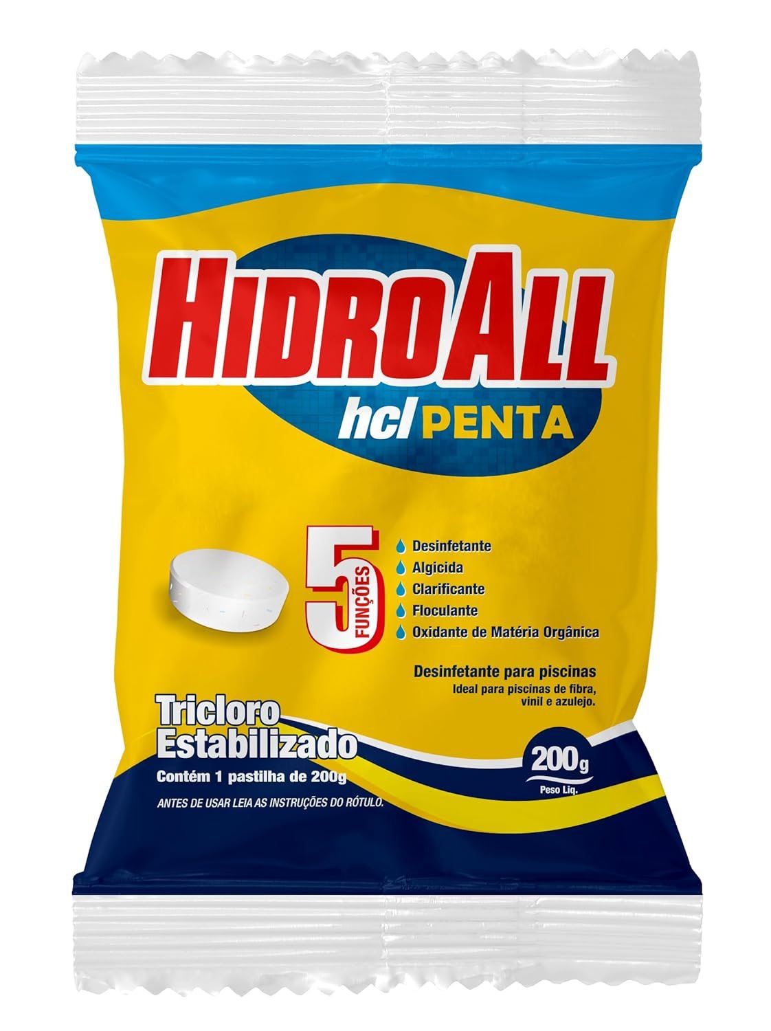 HidroAll Cloro para piscinas hcl Penta pastilha 200g
