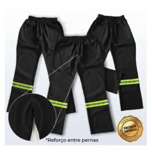 kit 3 CALÇA REFORÇADA! Brim Pesado COM FAIXA REFLETIVA Cinza Preta Uniforme profissional Trabalho Para Pedreiro Soldador Mecânico